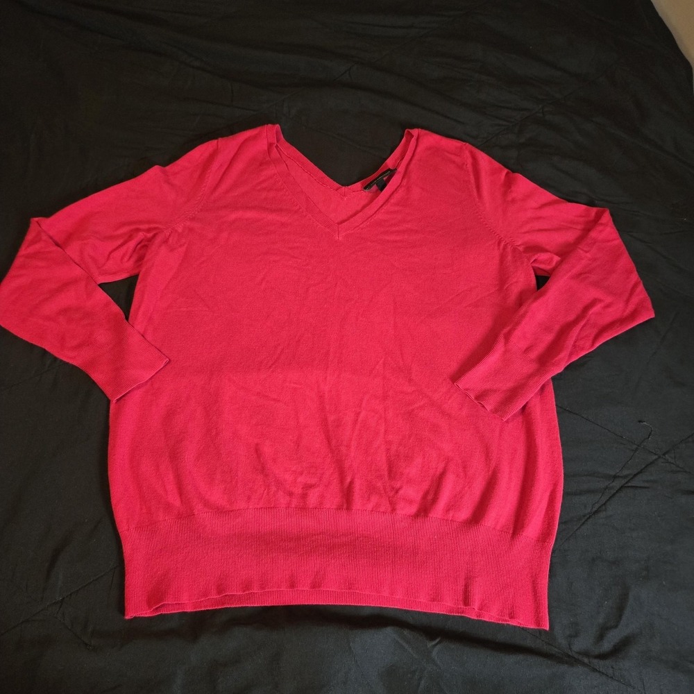 Lane Bryant V-Neck Sweater Womens 18/20 Red Excellent Long Sleeve Knit Pullover
